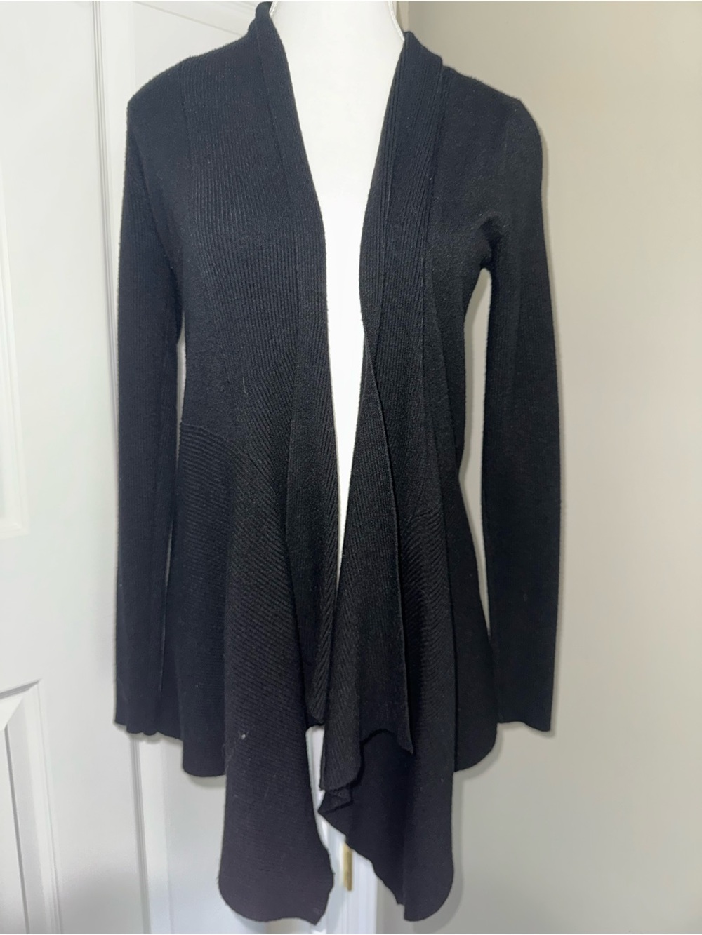 Dreamers Black Waterfall Ribbed open front Cardigan  S/M Goth Gorpcore Office